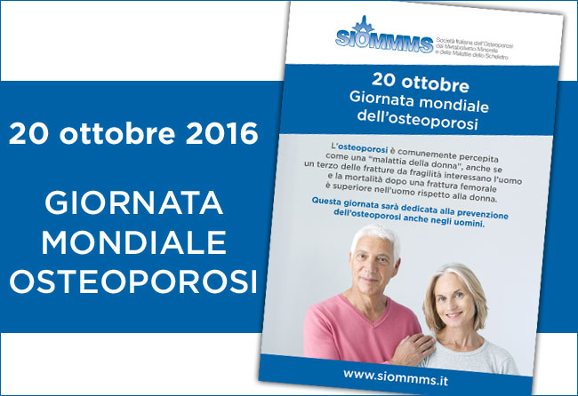 20 ottobre, Giornata mondiale dellâ€™osteoporosi