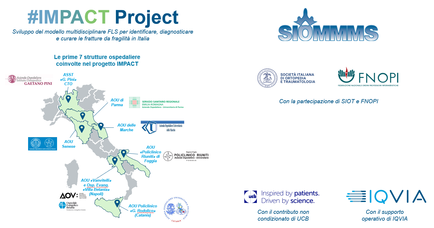 Le prime 7 strutture ospedaliere coinvolte nel Progetto #IMPACT – “Sviluppo del modello multidisciplinare FLS per identificare, diagnosticare e curare le fratture da fragilità in Italia”