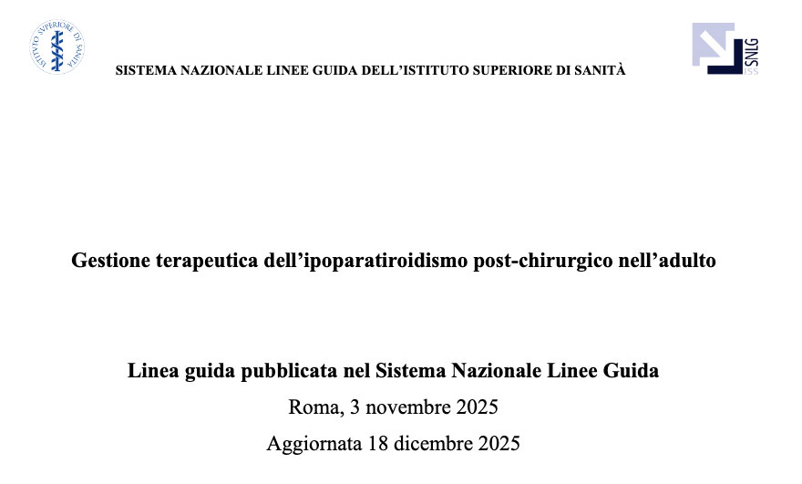 Linee guida sulla gestione terapeutica dell’Ipoparatiroidismo post-chirurgico nell’adulto