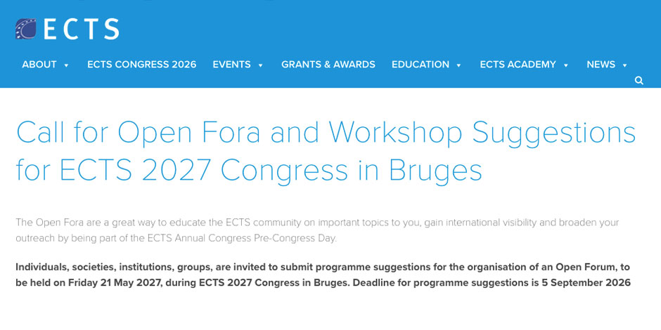 ECTS 2027: aperta la call per Open Fora e Workshop